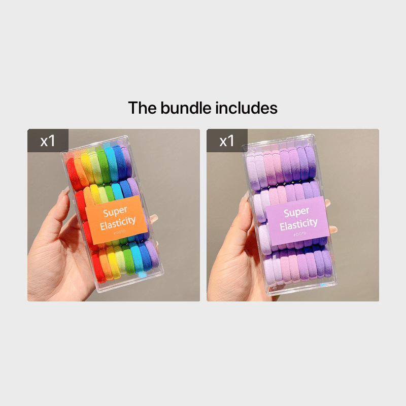 32pc Multicolor Rainbow Hair Ties for Kids