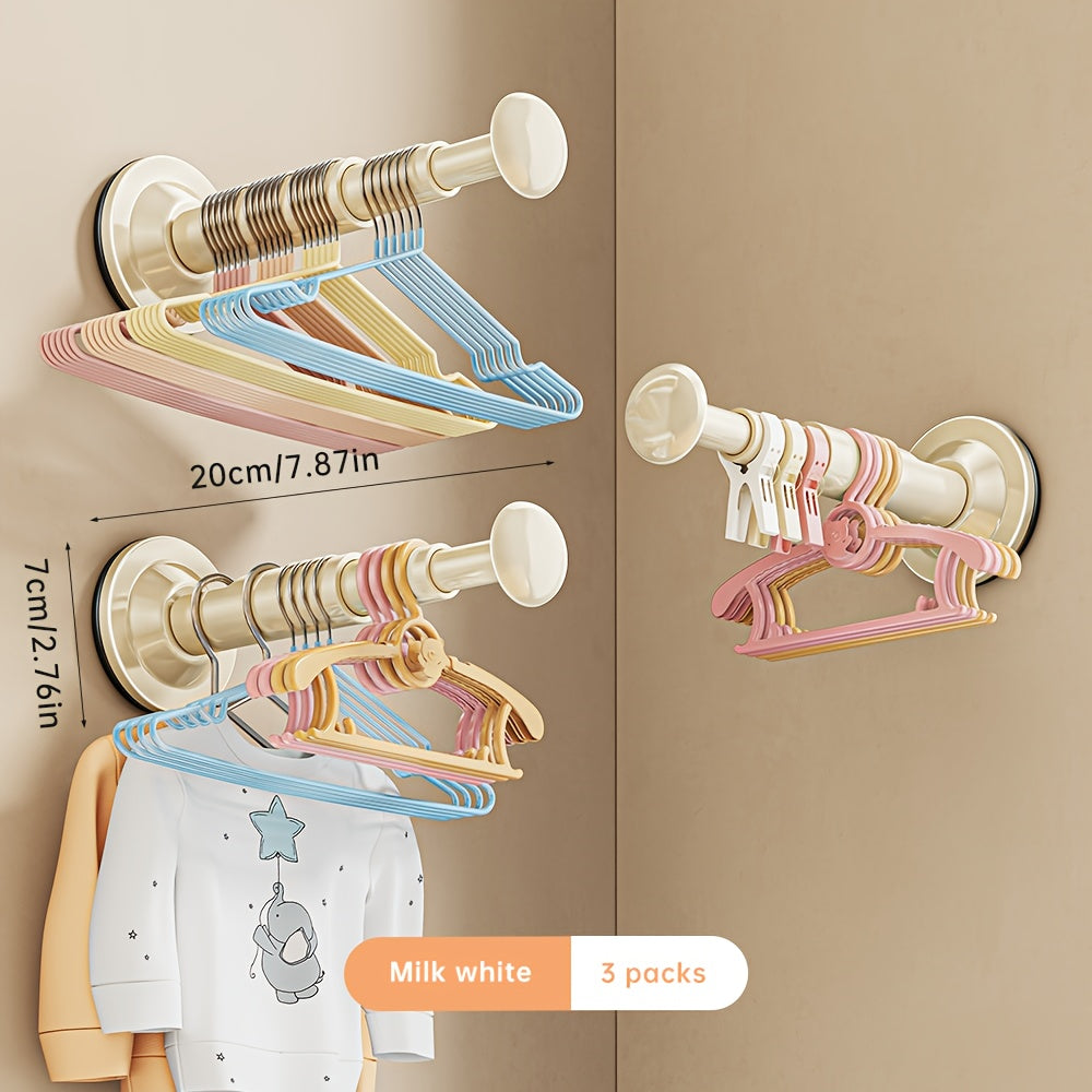 Worldwide Retractable Hanger Storage Rack – No-Drill Suction Mount, Adjustable Length, Space-Saving