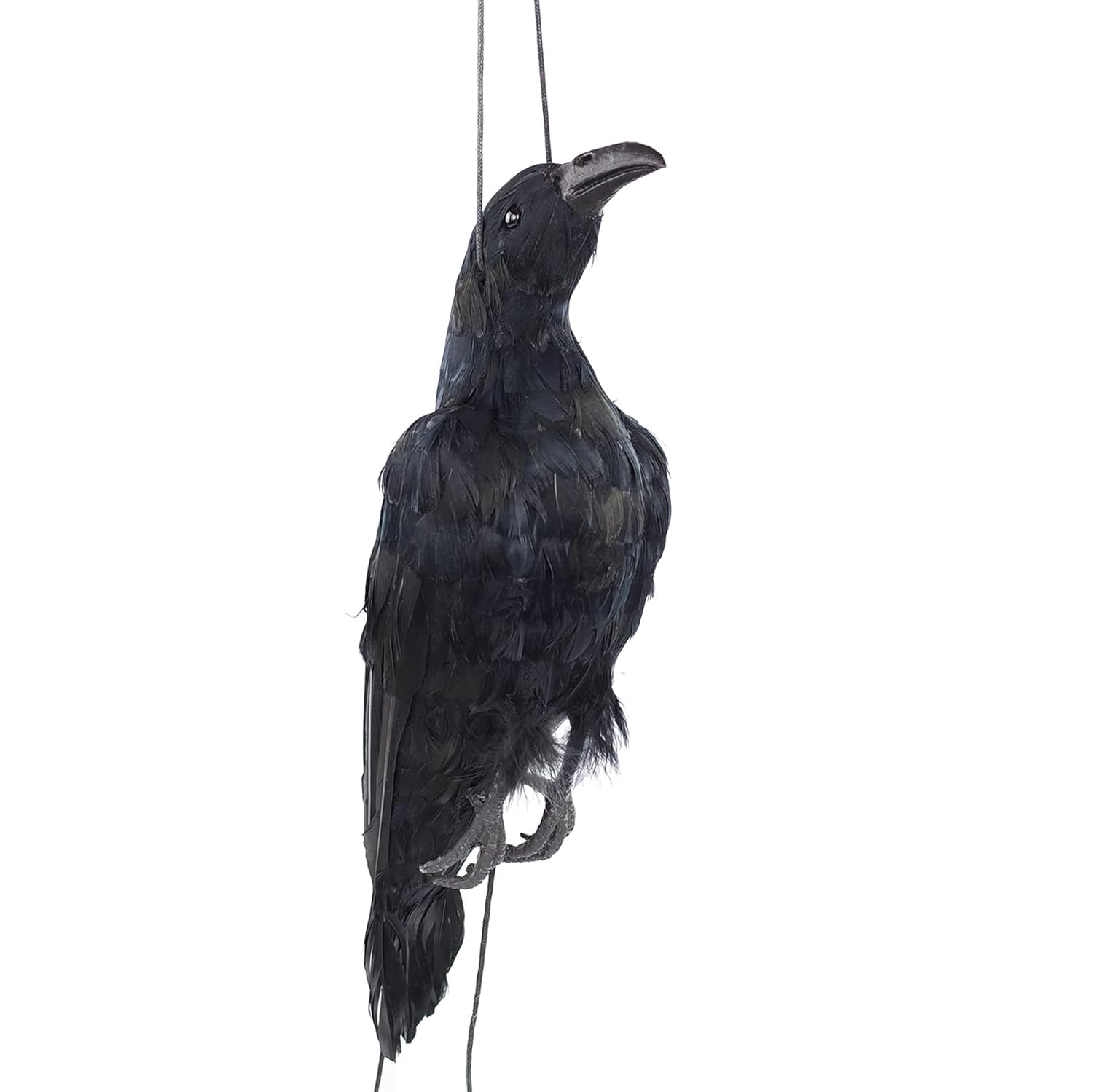 17 Inch Realistic Hanging Dead Crows Decoy Lifesize Extra Large Black Feather Scare Deterrent Crow
