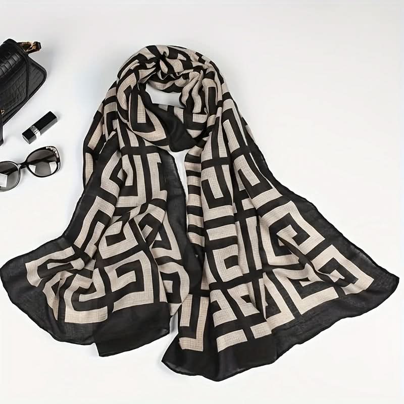 Boho Geometric Scarf – Warm, Windproof Shawl for Women
