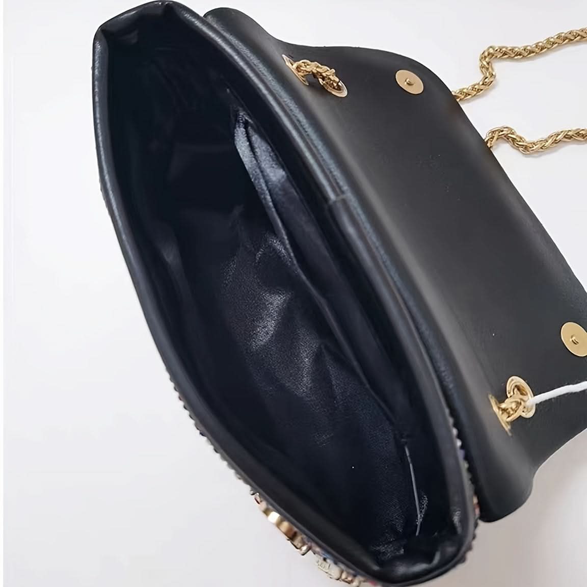 Rhinestone Stripe Evening Clutch with Strap