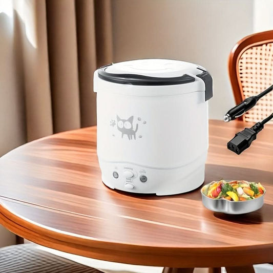 12V Car Mini Rice Cooker – Portable One-Touch Rice Cooker