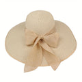 Women’s Wide Brim Straw Sun Hat with Bow – Lightweight Summer Beach Hat