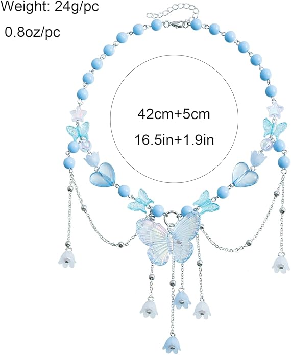 Butterfly Pearl Choker Necklace – Trendy Beaded Clavicle Chain for Women