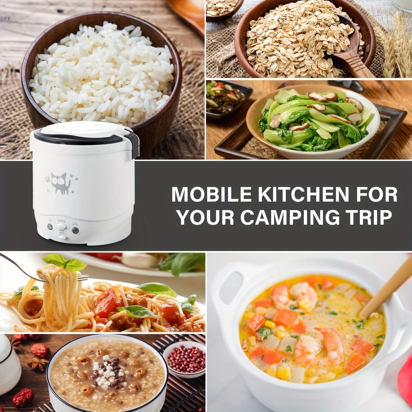 12V Car Mini Rice Cooker – Portable One-Touch Rice Cooker
