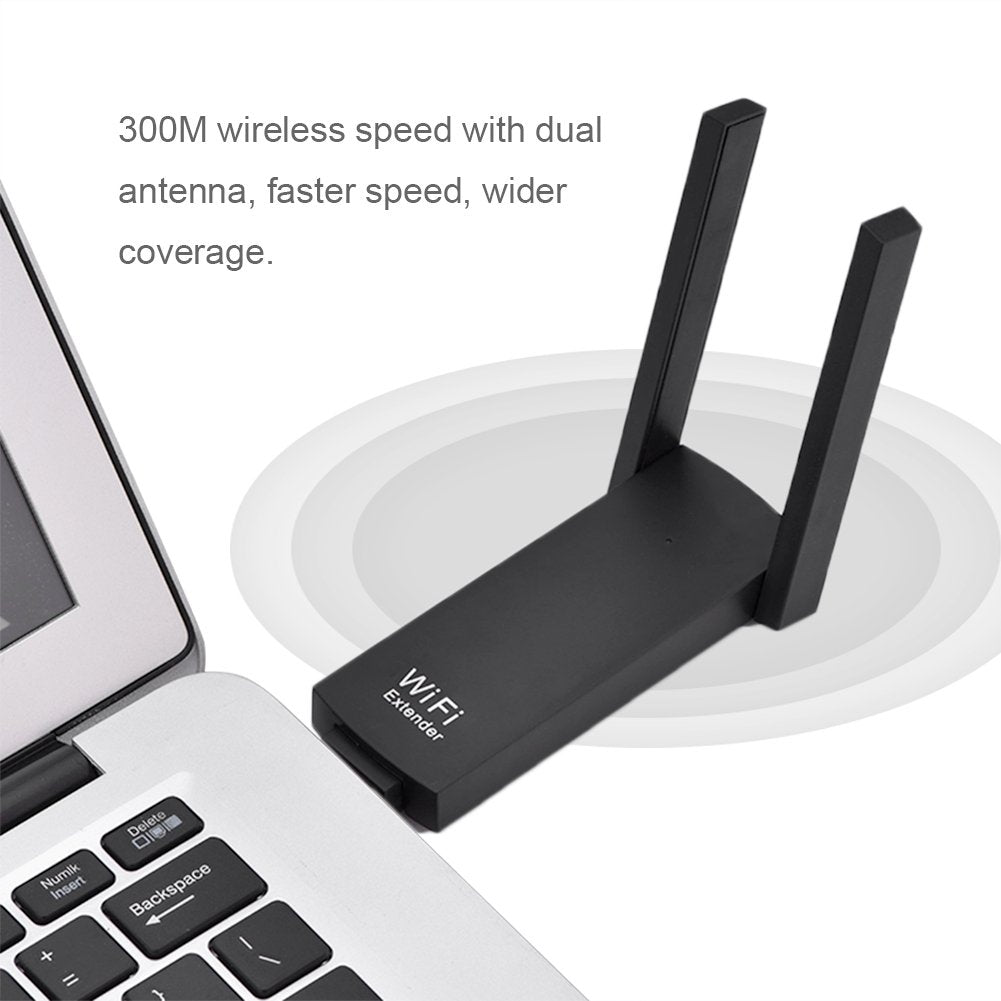 300Mbps Dual-Band WiFi Range Extender with Dual Antennas – Portable Wireless Signal Booster