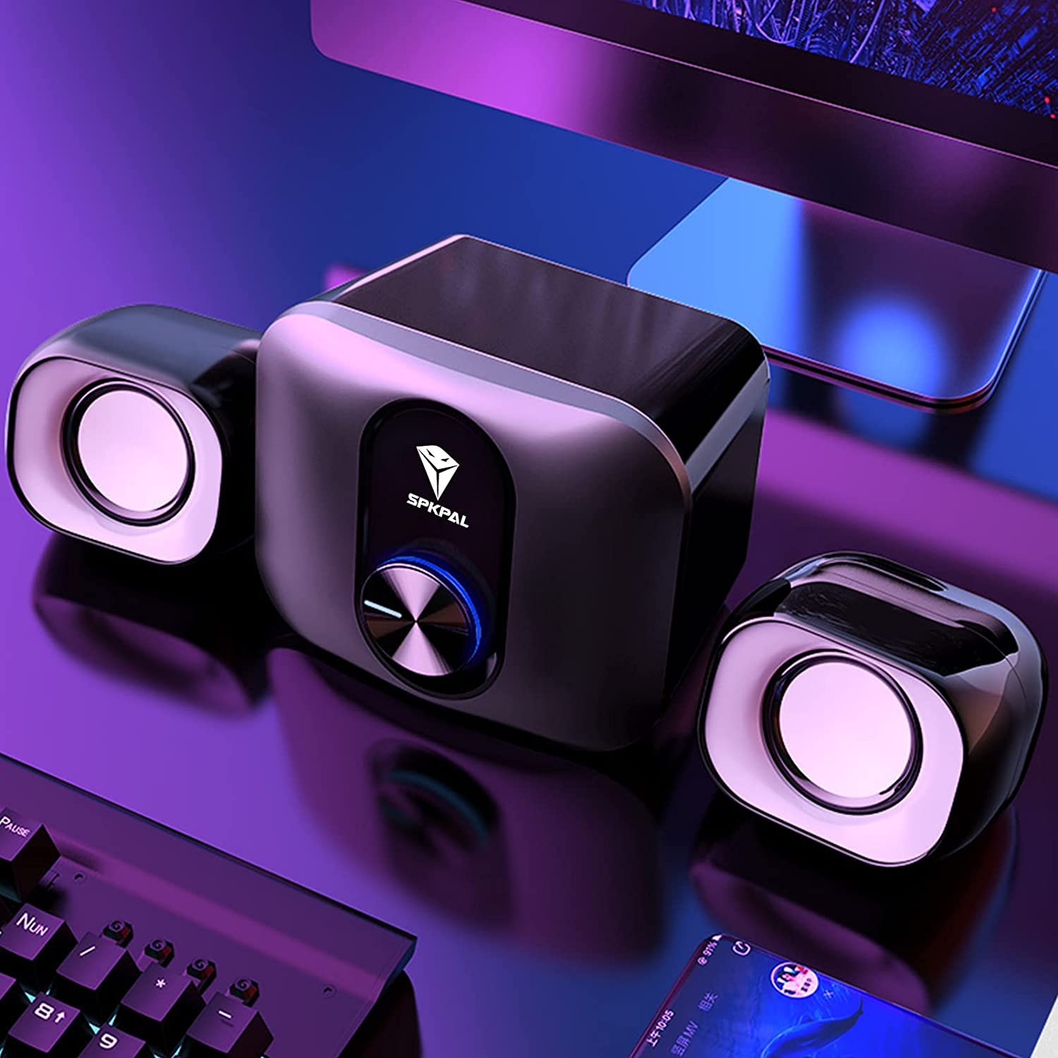SPKPAL 2.1 USB-Powered Computer Speakers with Subwoofer – 11W Stereo PC Speaker System