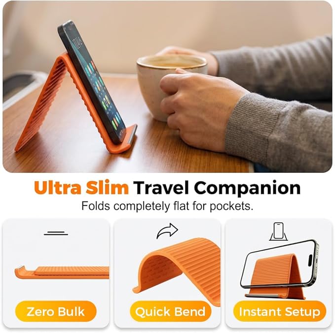 Flexible Car Phone Holder – Silicone Foldable Mobile Stand for Dashboard, Desktop, Tablet & Laptop Support