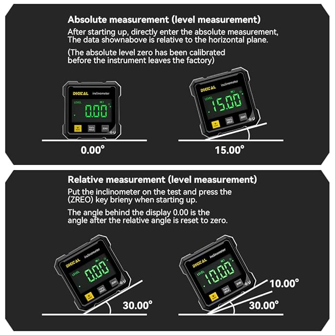 Digital Laser Level – Magnetic Double-Sided Inclinometer with Angle Measurement & Slope Detection