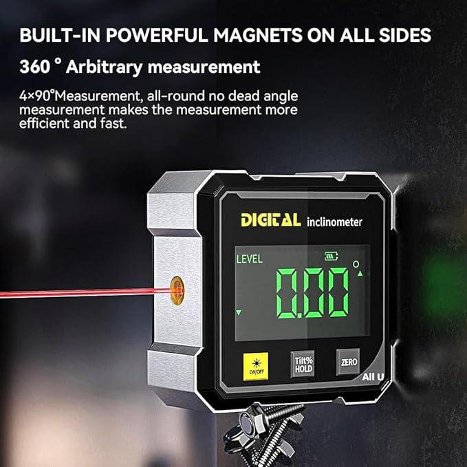 Digital Laser Level – Magnetic Double-Sided Inclinometer with Angle Measurement & Slope Detection