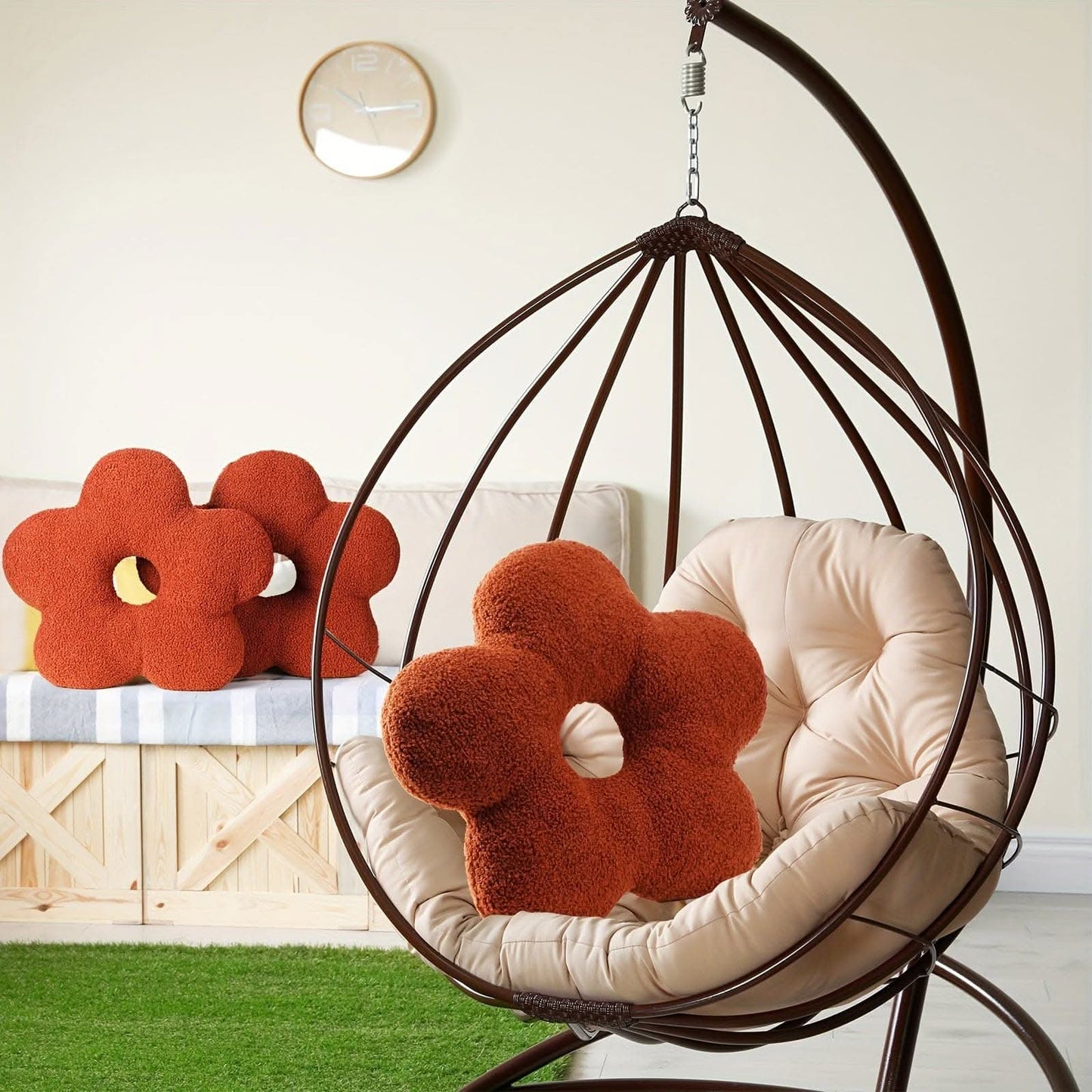3 Pcs Flower Spherical Plush Throw Pillows