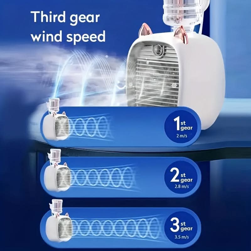 Portable USB Misting Table Fan with Humidifier – Rechargeable Cooling Fan