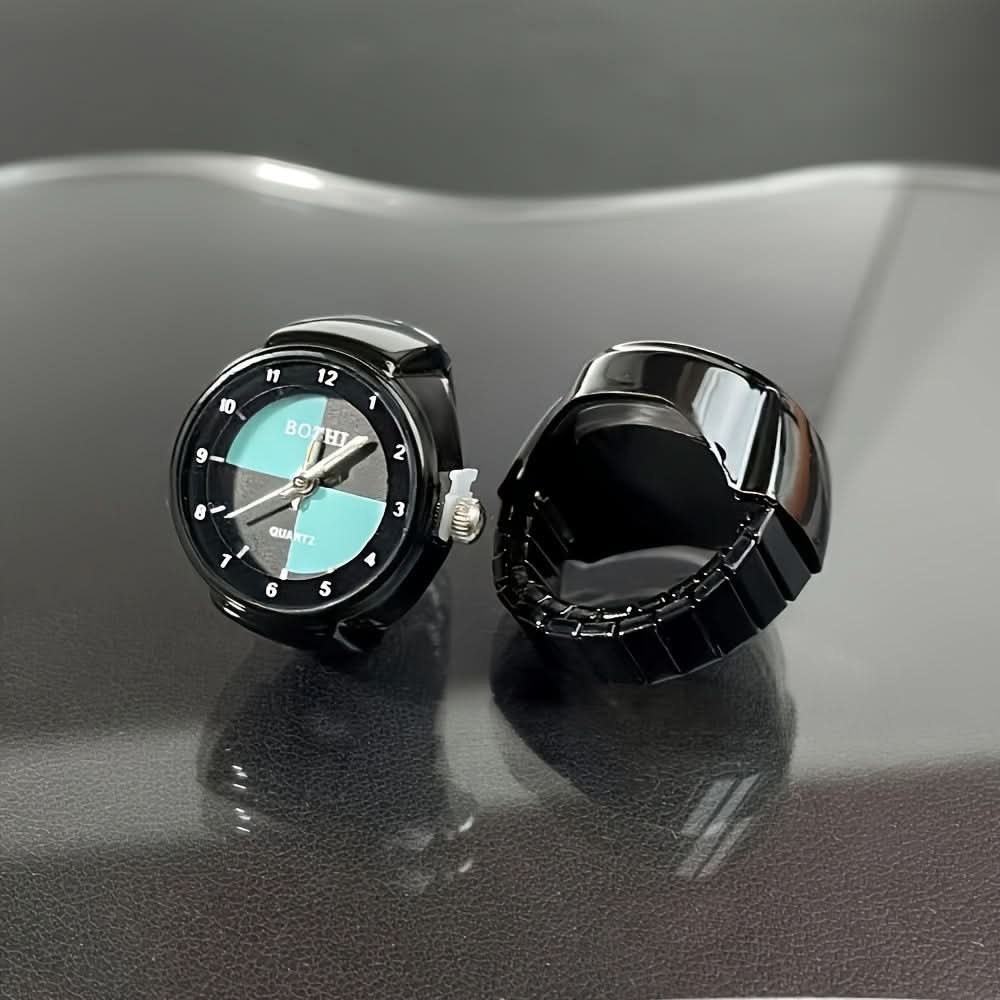 Black Quartz Ring Watch – Casual Unisex Digital Finger Watch