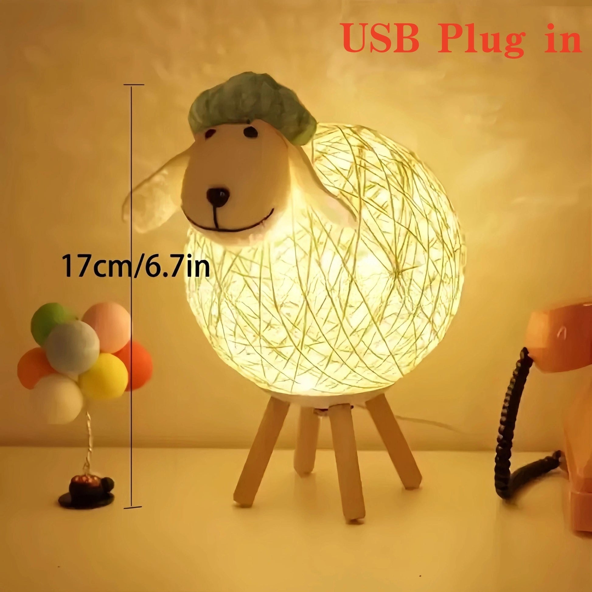 USB-Powered LED Sheep Table Lamp, Decorative