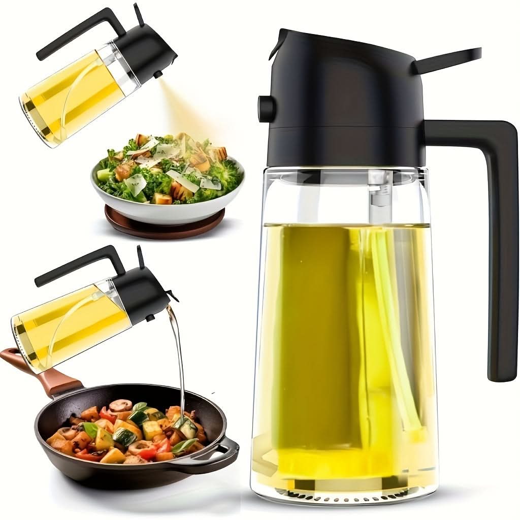 2-in-1 Glass Oil Dispenser & Sprayer, 16oz