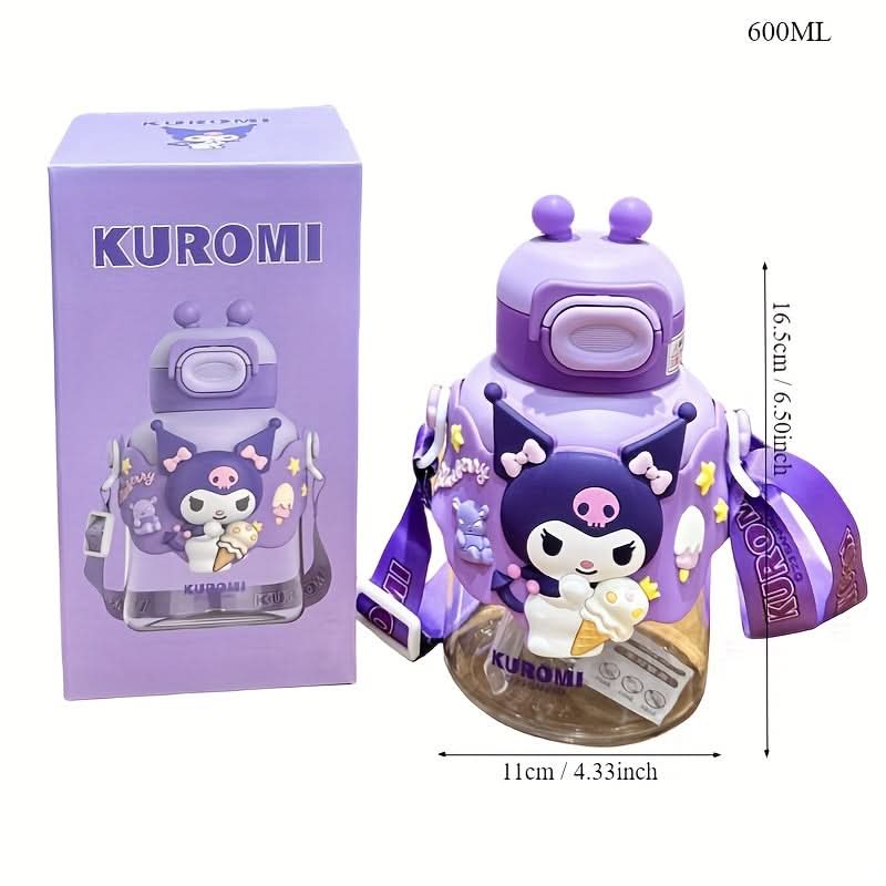 Sanrio Cartoon Character Water Bottle with Straw