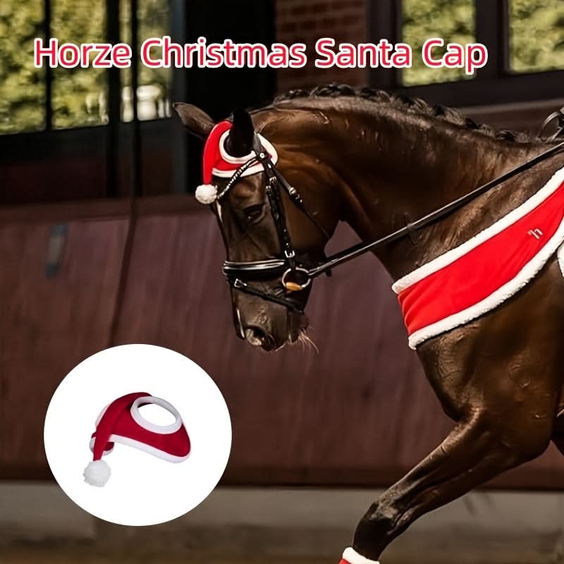 Red Santa Hat for Horses – Fleece-Trimmed