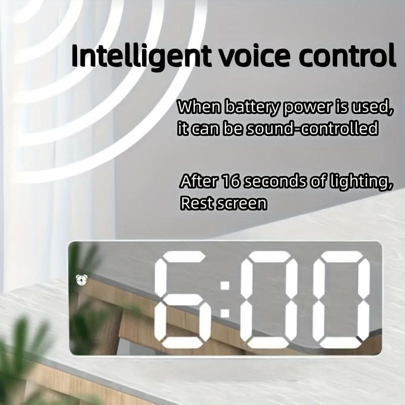 USB-Powered LED Digital Alarm Clock, Mirror Display
