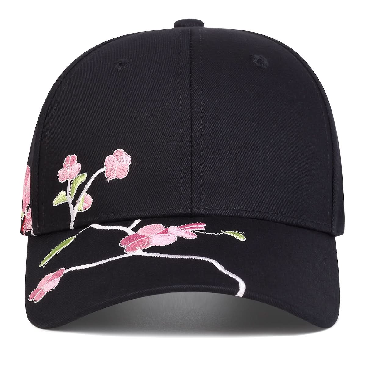 Women’s Floral Embroidered Baseball Cap – Adjustable Lightweight Polyester Hat