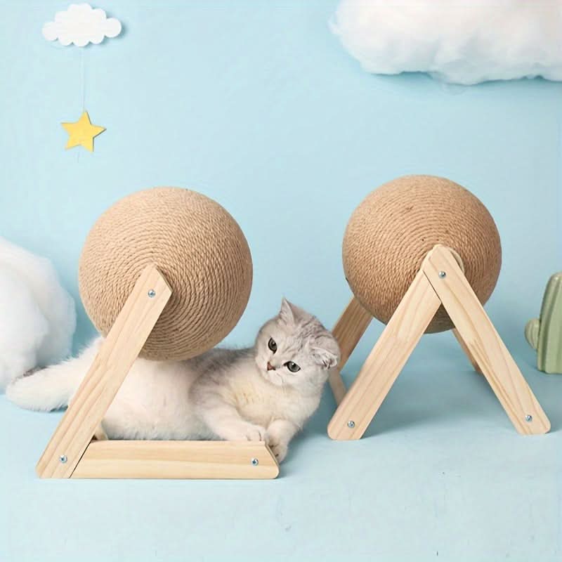 Sisal Cat Scratcher Toy with Bell & Feather