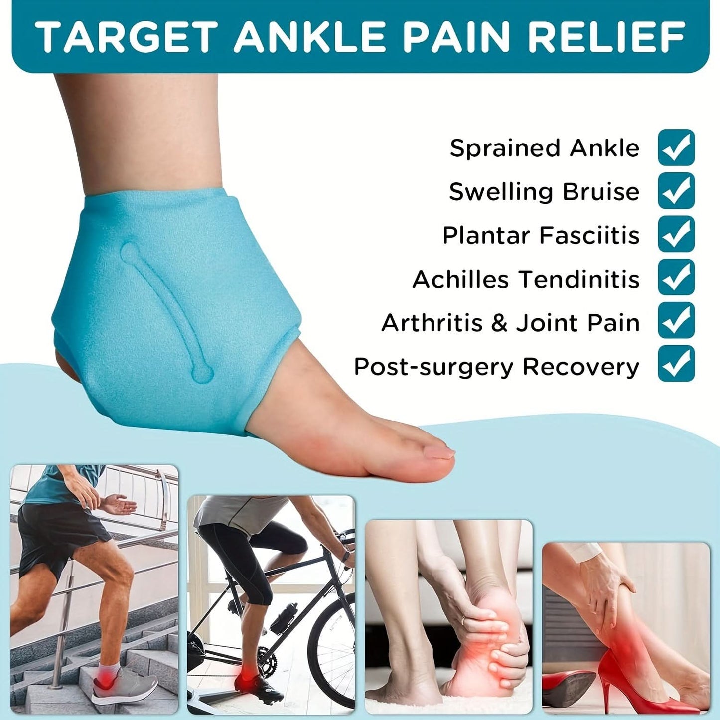 Reusable Ankle Ice Pack Wrap for Foot Pain Relief – Hot/Cold Gel Compress