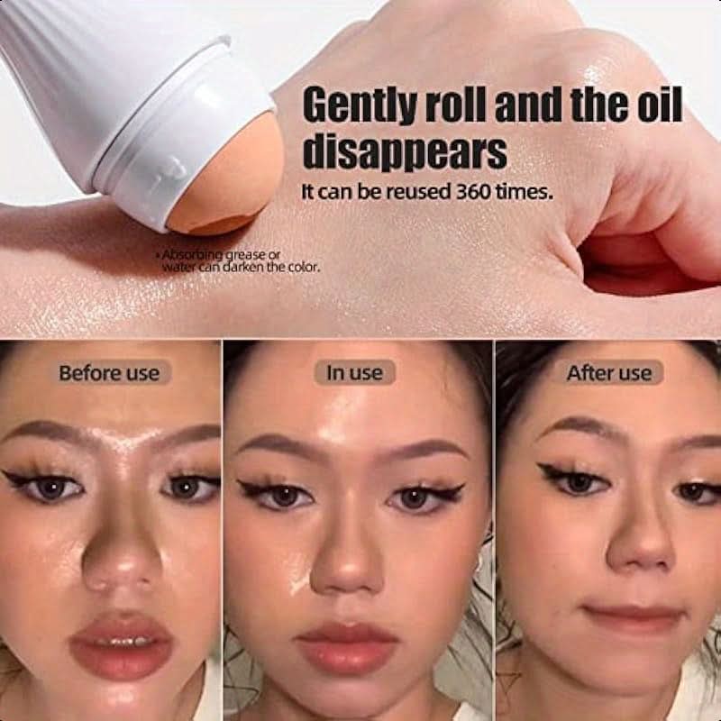 2PCS JPNK Volcanic Oil-Absorbing Face Roller – Reusable Natural Stone Facial Tool for Oily Skin & Massage