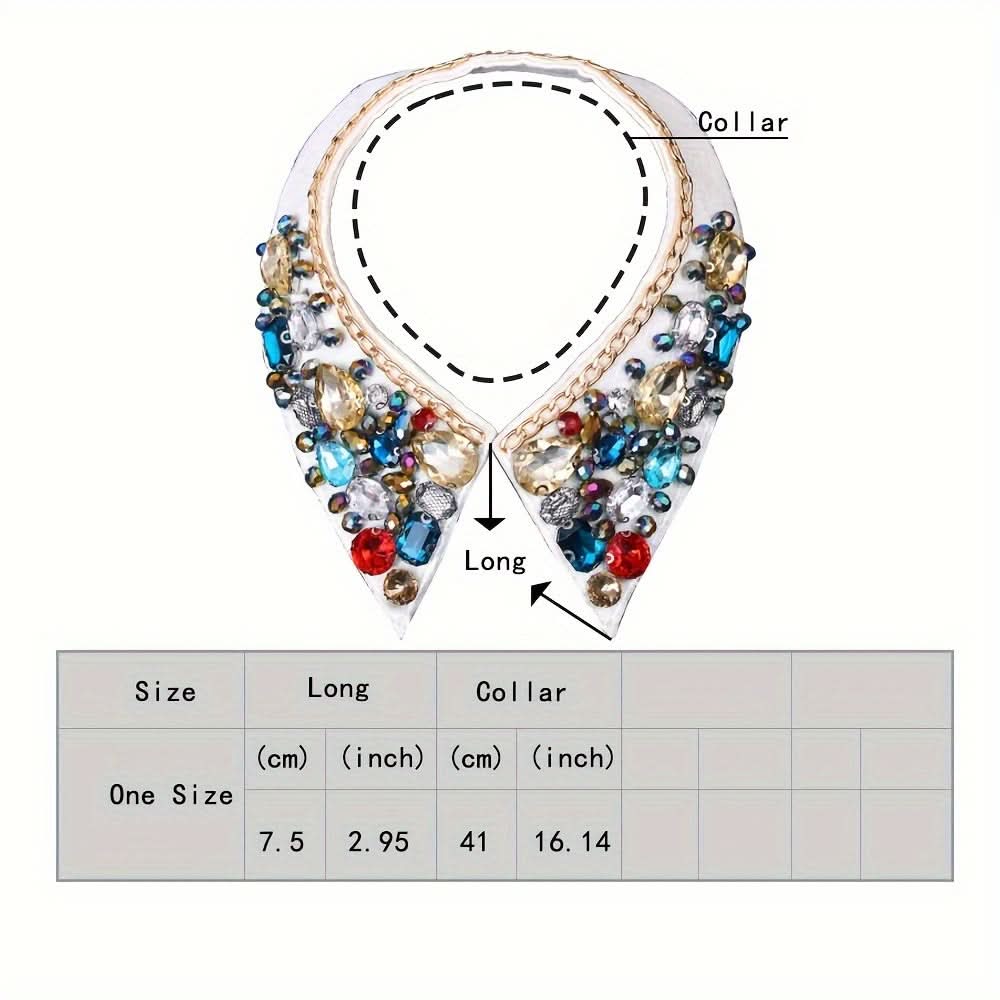 Rhinestone Faux Collar for Women’s Outfits