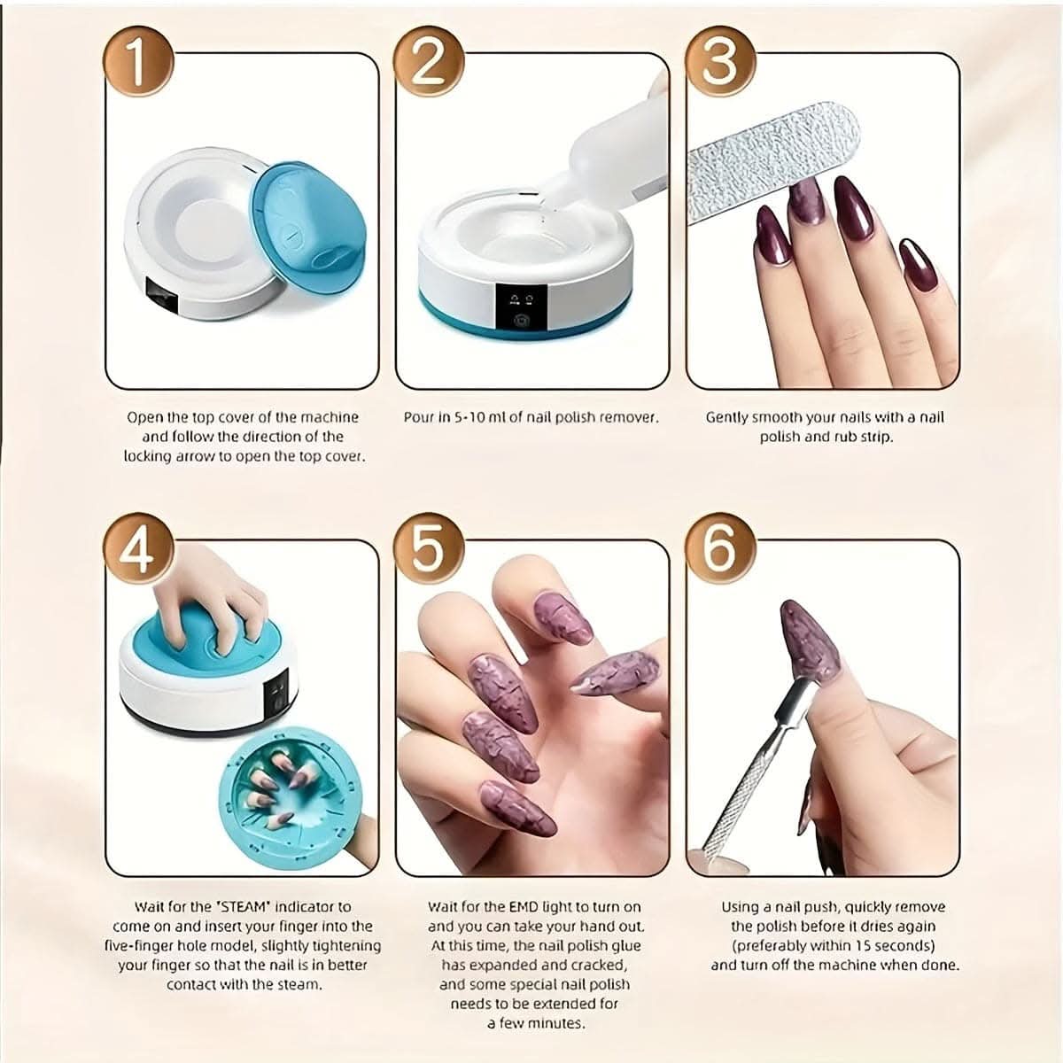 Fast Nail Polish Remover Steam Kit - Painless, Quick & Easy Nail Polish Removal
