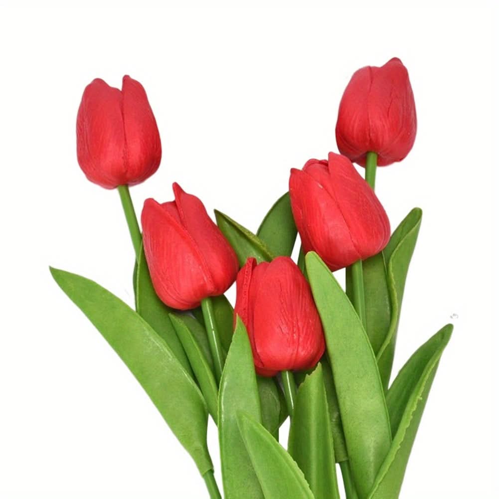 5pcs Realistic Mini Tulip Set – PU Artificial Flowers