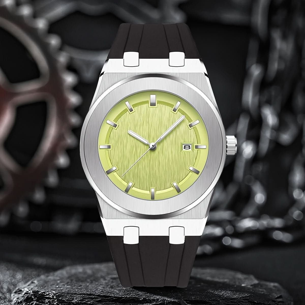 Men’s Business Sport Watch – Silicone Strap, Large Dial, Quartz Analog