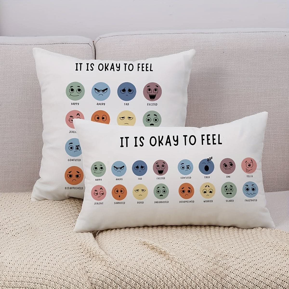 Mental Health Throw Pillow Cover - Double-Sided Print for Counseling Offices