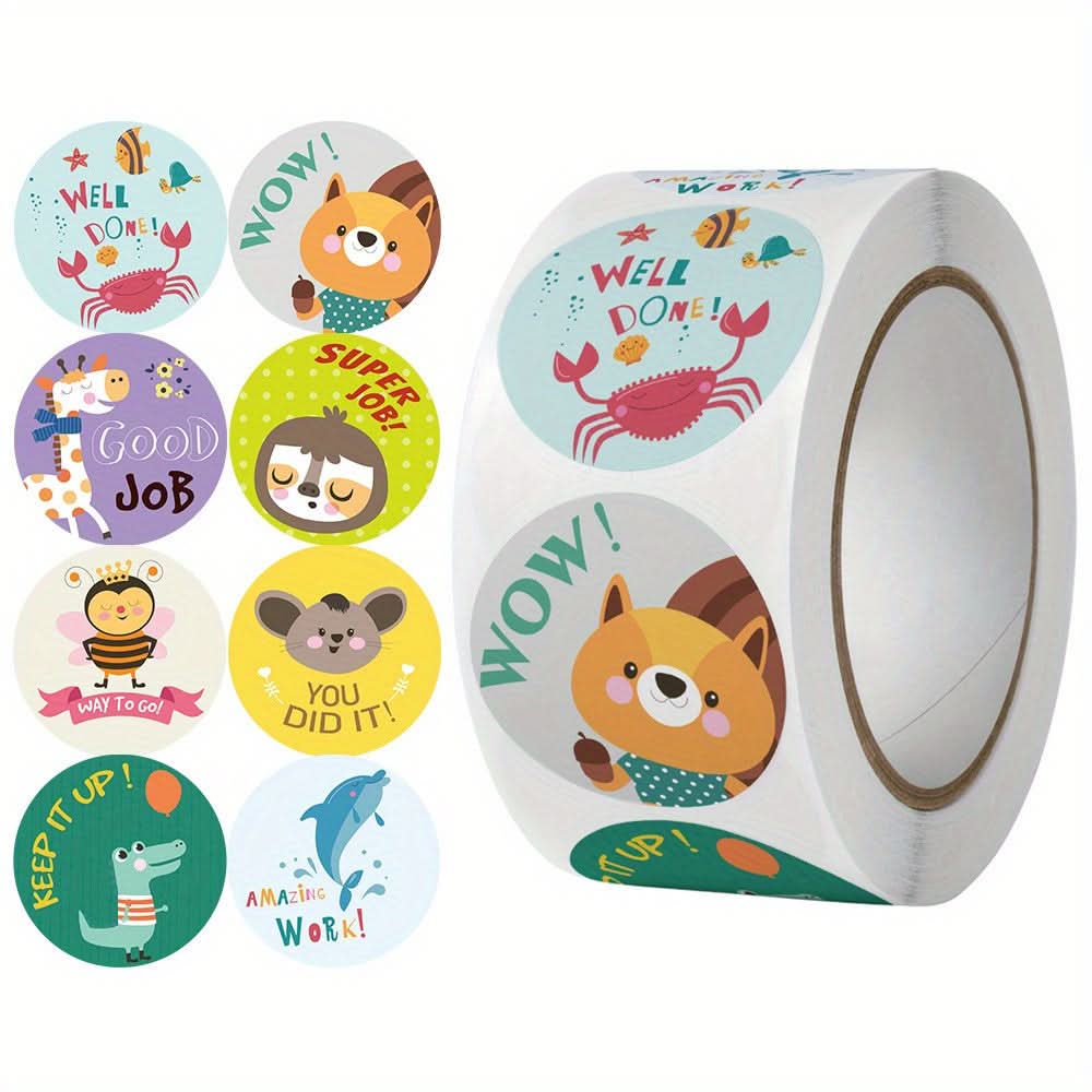 500pcs Vibrant Cartoon Animal Reward Stickers