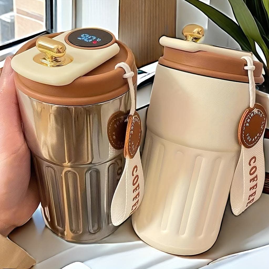 Temperature-Display Smart Travel Mug – 410ml Stainless Steel with Vacuum Insulation