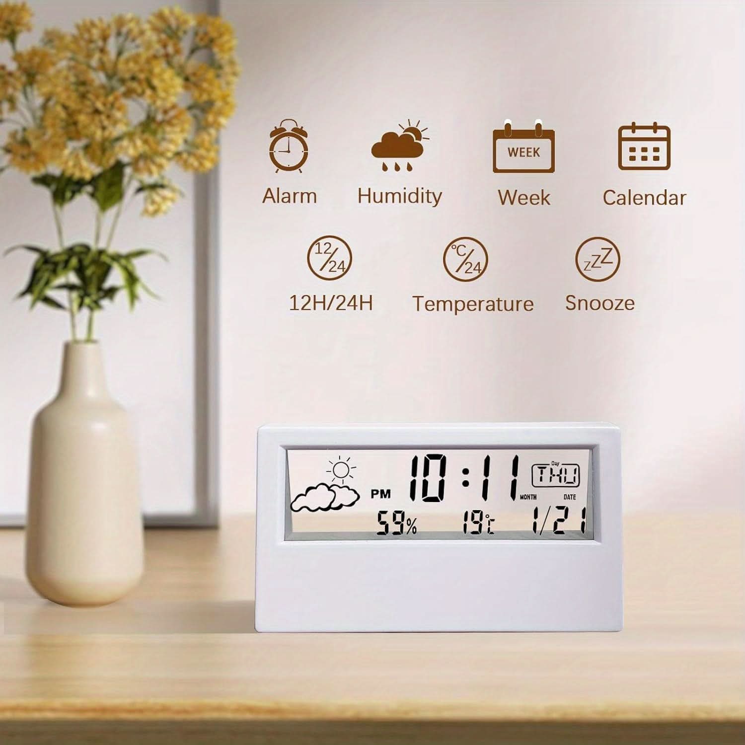 Transparent Digital Desk Clock – Modern LED Alarm Clock