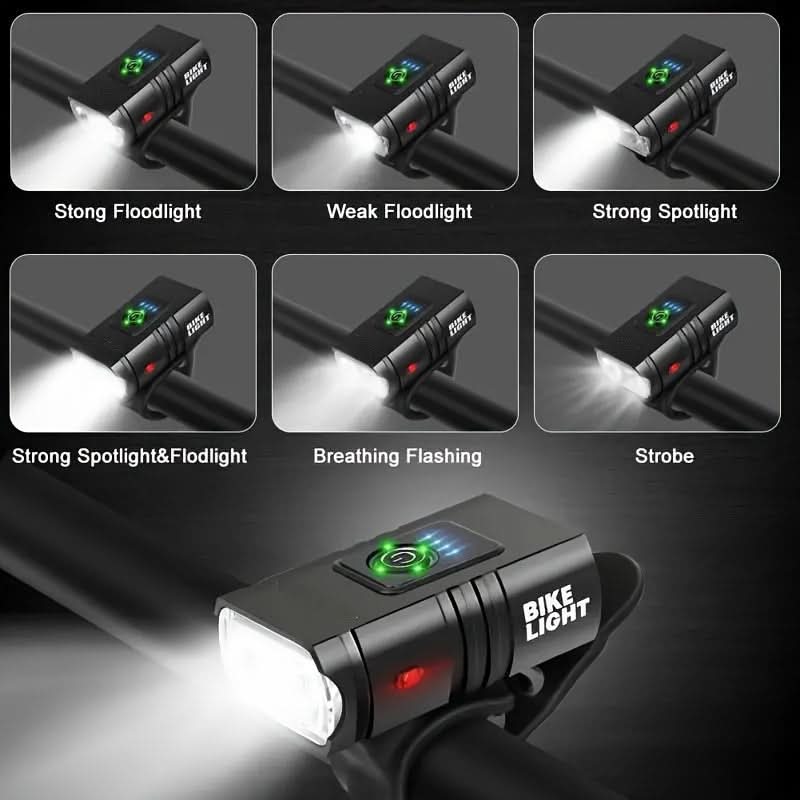 USB Rechargeable LED Bike Headlight – 6 Modes