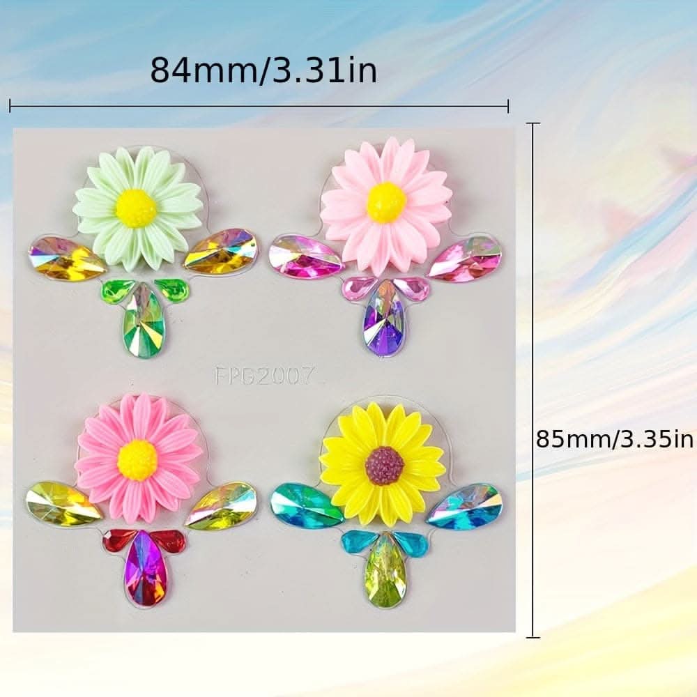 20-Pack Hexagon Gem Face Stickers – Rainbow Eyebrow Rhinestone