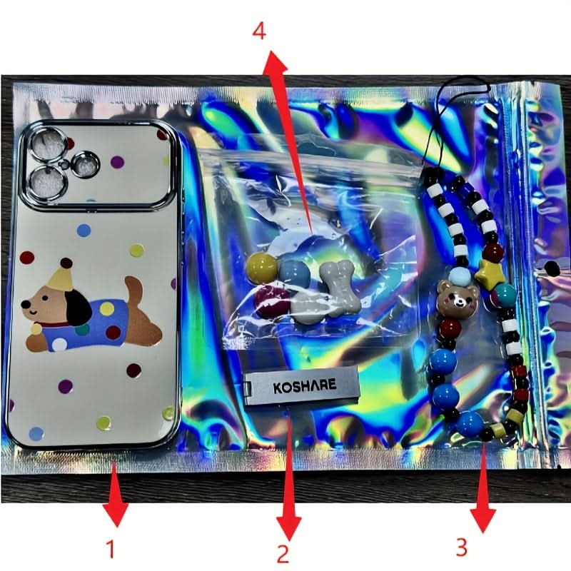 Cartoon Dog Case with Chain for iPhone 16