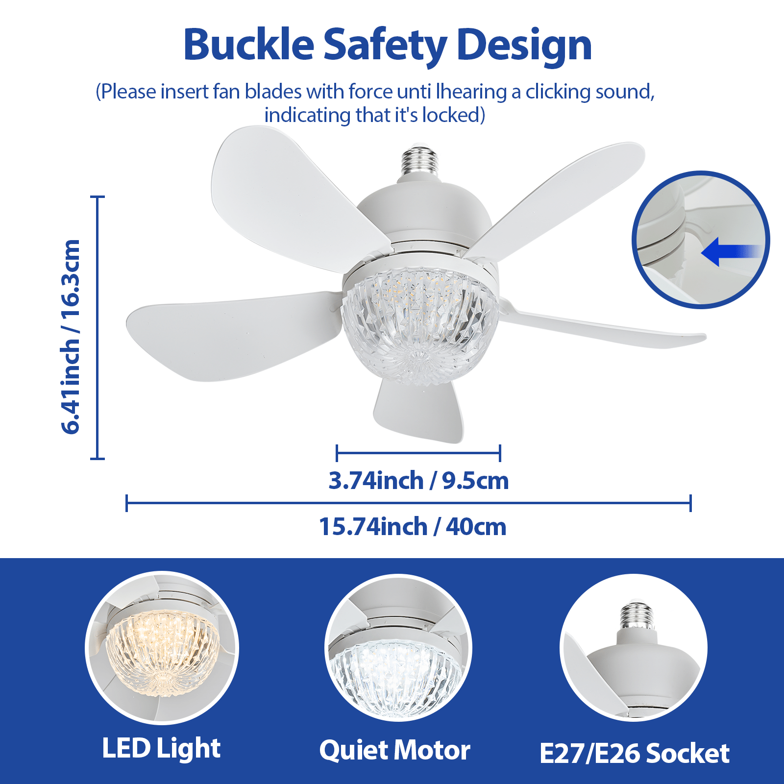 Elegant White LED Ceiling Fan with Remote – 3-Speed