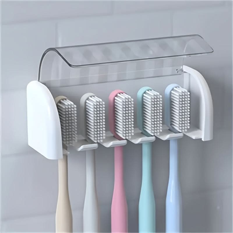 5-Slot Wall-Mounted Toothbrush Holder with Cover