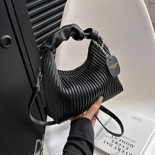 White PU Leather Striped Evening Clutch Bag