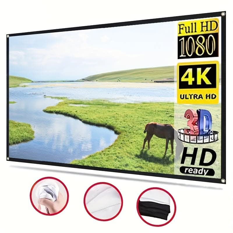 84-Inch 4K Portable Projector Screen, 3D Ready