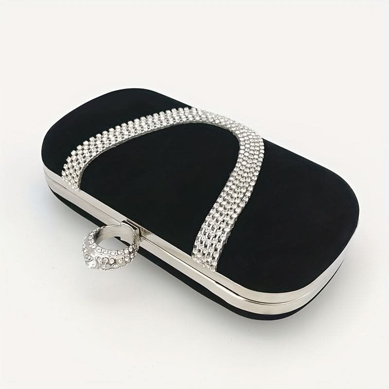 Sparkling Rhinestone Evening Clutch, Formal Black Bag