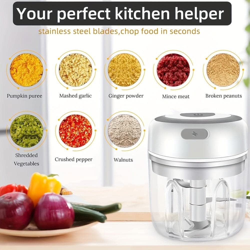 USB Rechargeable Electric Garlic Mixer - Multi-Scene Kitchen Shredder