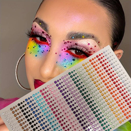 900pcs Colorful Eye Makeup Diamond Stickers – Shiny Face Tattoos