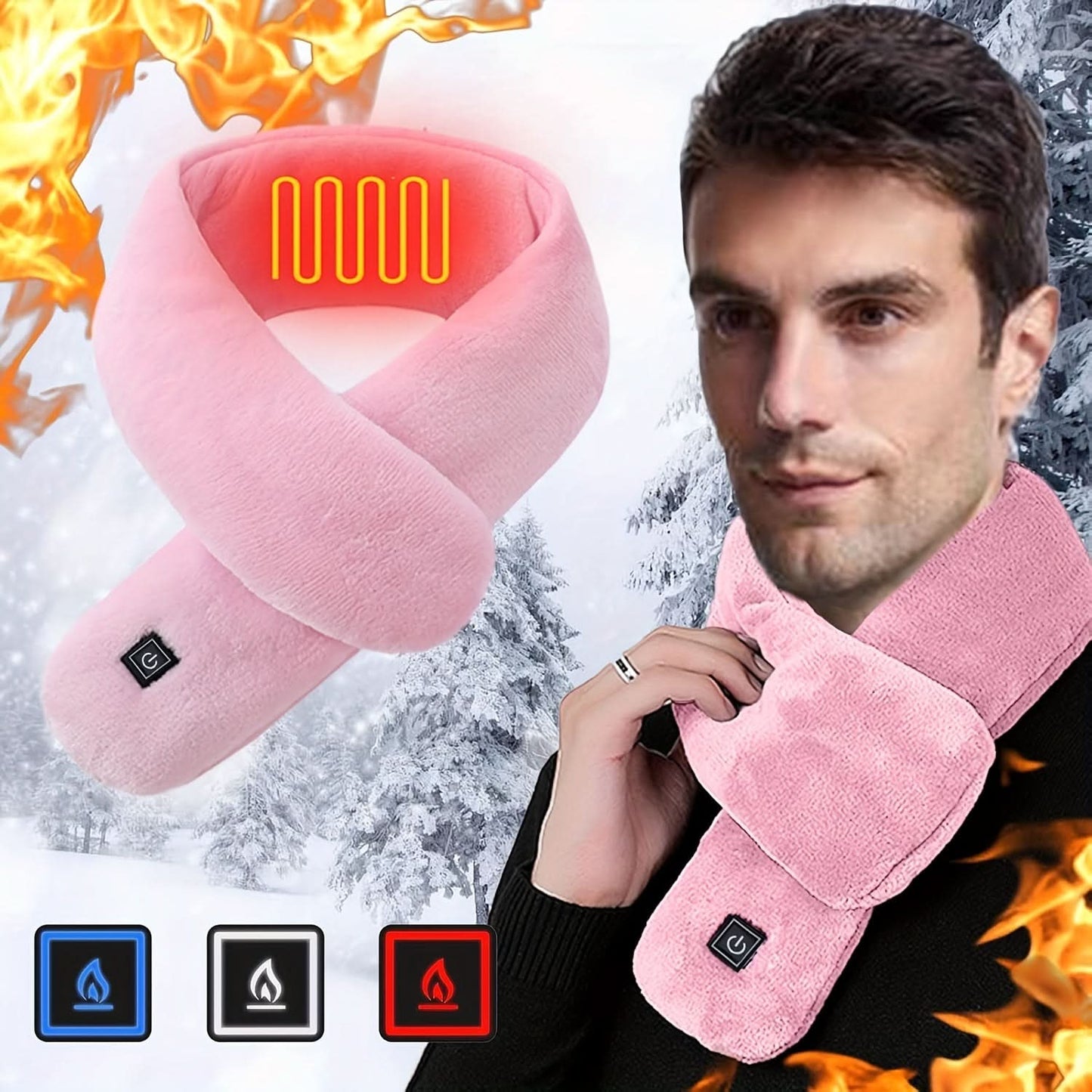 USB Heated Scarf – 3 Heat Settings, Washable Neck Warmer