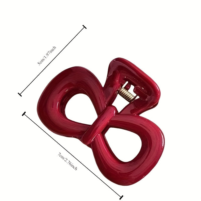 2-Piece Vintage Polka Dot & Red Bow Hair Clips – Stylish Plastic Accessories for Daily Wear