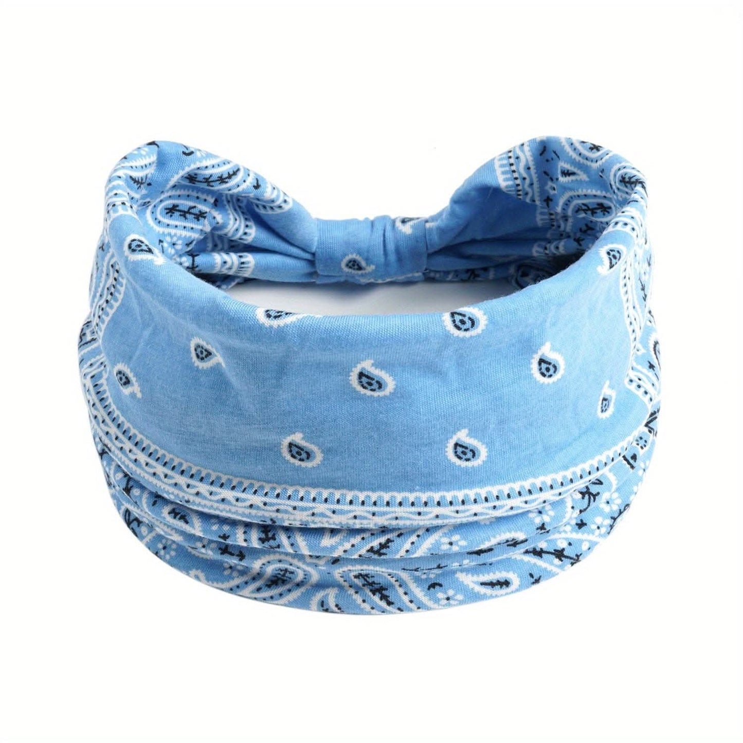 Stylish Boho Turban Headband – Soft Stretchy Paisley Pattern with Knotted Design