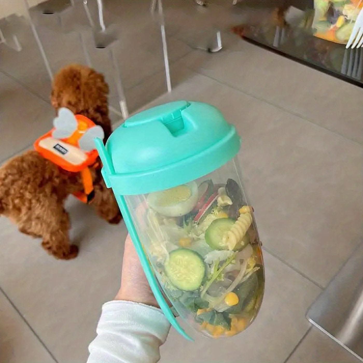 1000ml BPA-Free Salad Shaker Cup with Fork