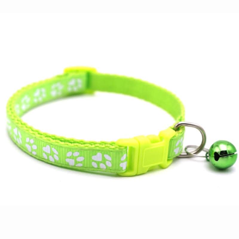 Adjustable Bell Collar with Paw Print Design