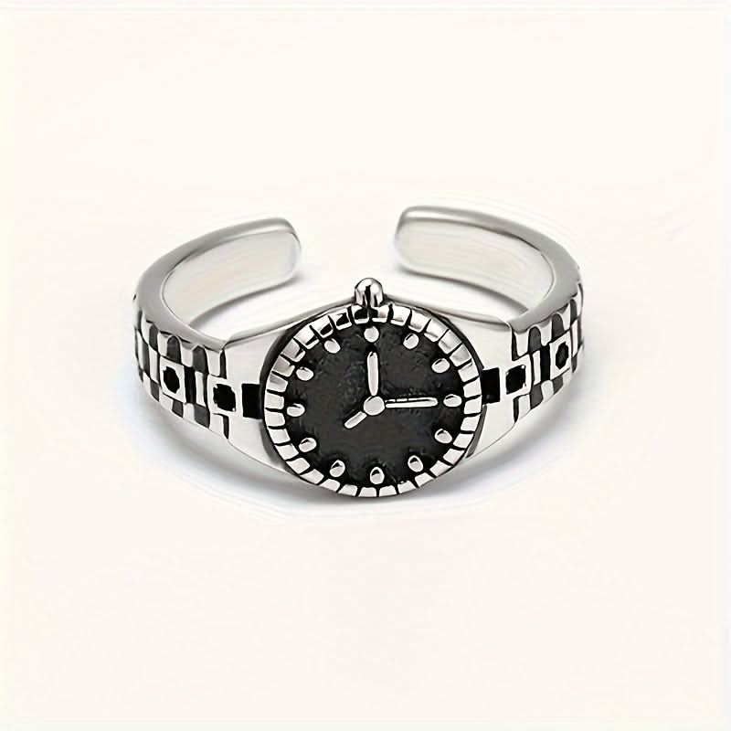 Vintage Watch Design Adjustable Statement Ring
